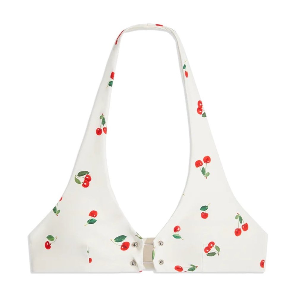 WeWoreWhat Barbell Cherries Halter Bikini Top (NWT)
